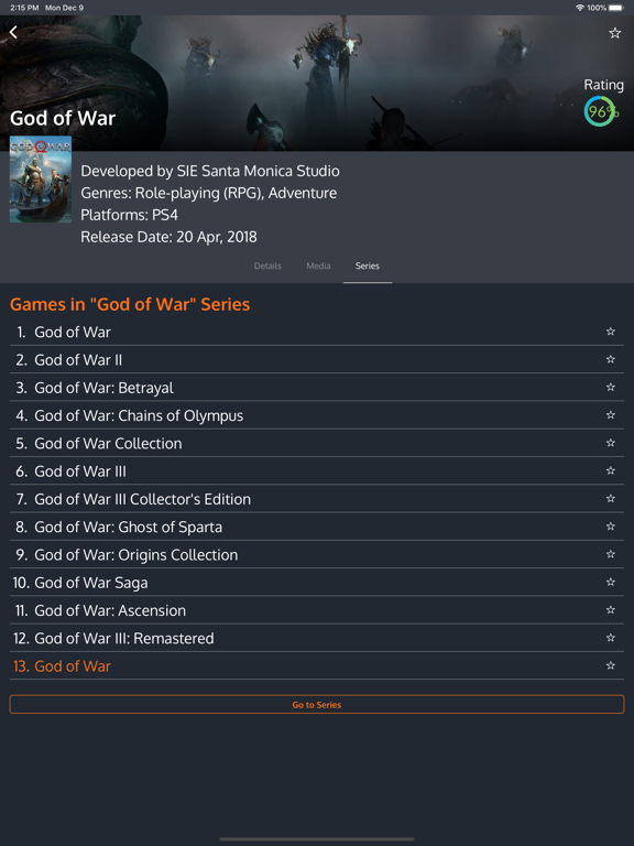 Games Tracker iPad screenshot 9 - Entertainment app