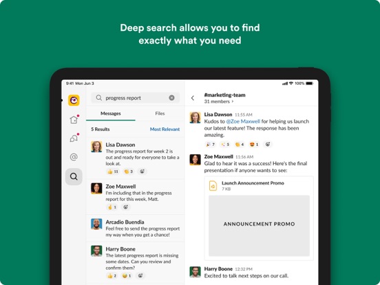 Slack iPad app afbeelding 2