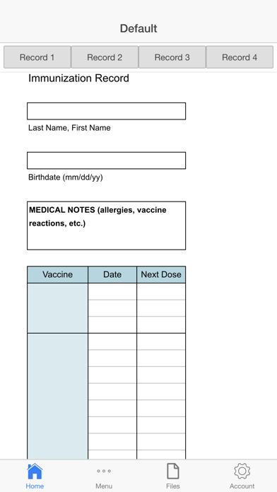 Immunization Log screenshot