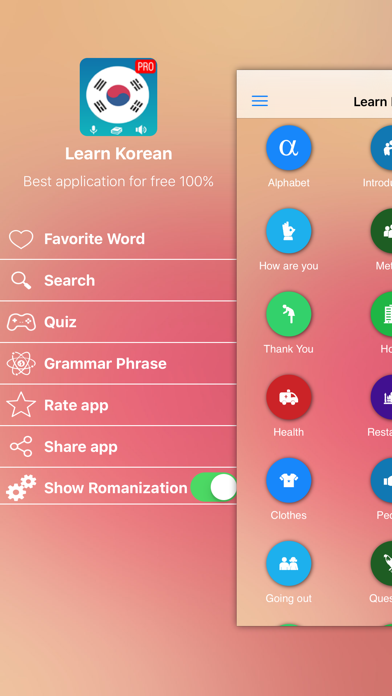 Screenshot #1 pour Learn Korean Quick Pro