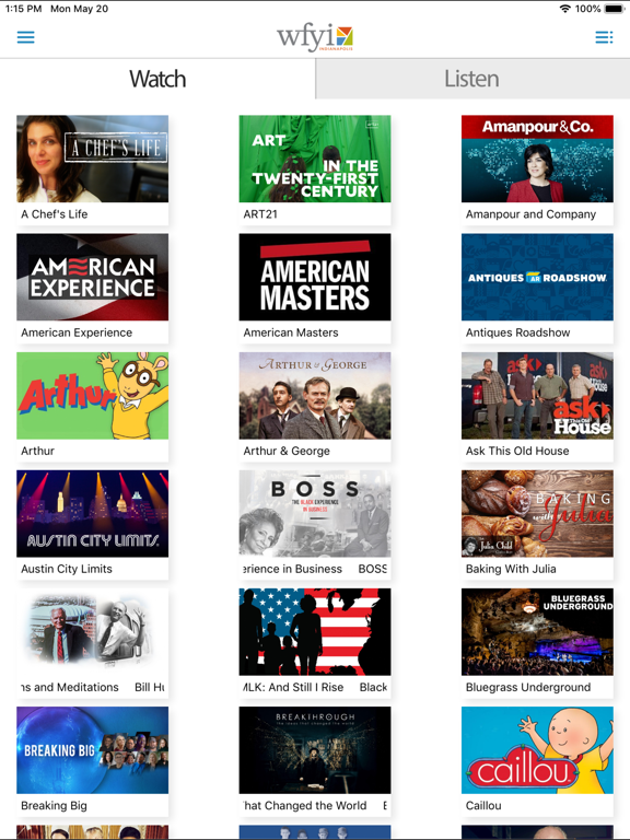 WFYI App iPad screenshot
