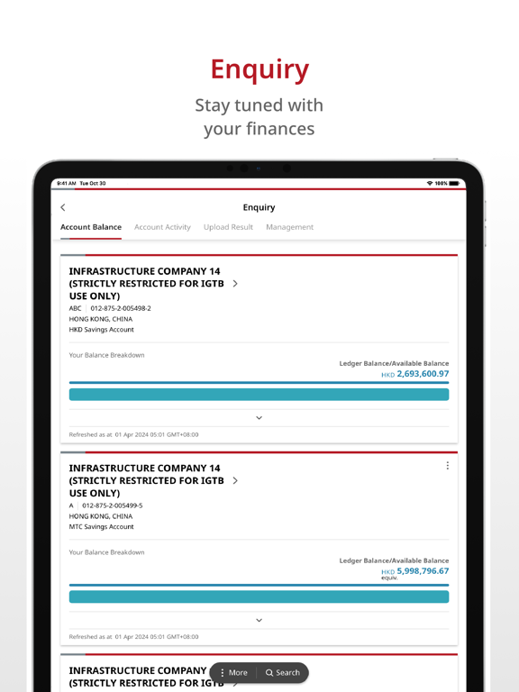 BOCHK iGTB MOBILE iPad screenshot 4 - Finance app