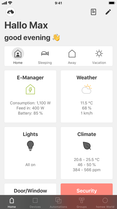 Hörmann homee Screenshot