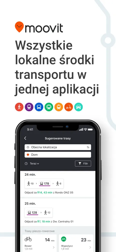 Moovit: Bus, pociąg i tramwaj