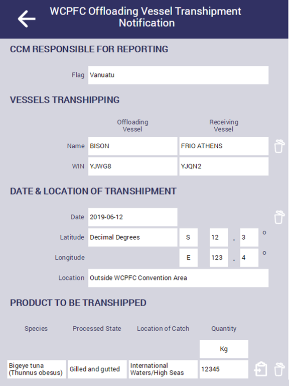 Screenshot #4 pour WCPFC High Seas Transhipment