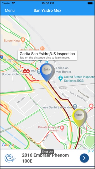 Garitas CBP border wait times Screenshot