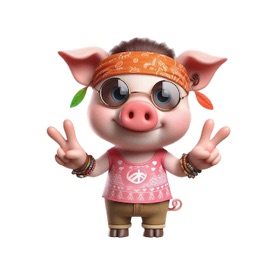 Hippy Piglet Stickers