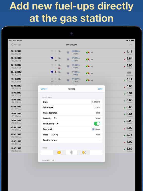 Spritmonitor - fuel log, MPG iPad screenshot 5 - Finance app