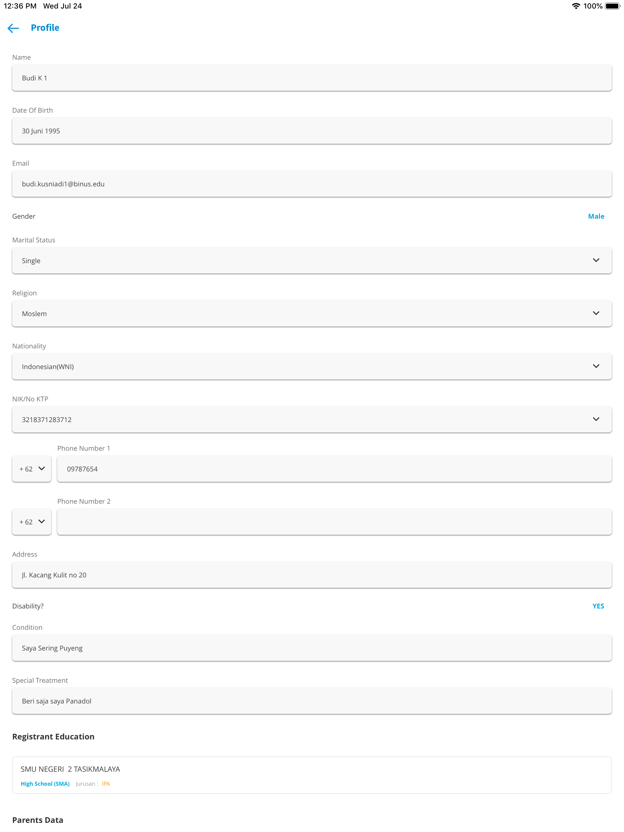 BINUS Sales Mobile App