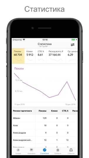Скриншот Яндекс Директ для бизнеса на iPhone 3