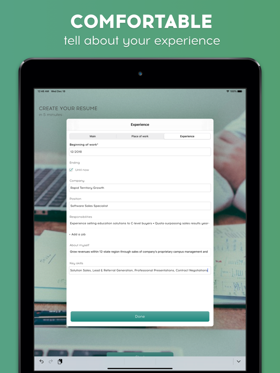 AI resume builder: linkedin CV iPad screenshot 4 - Business app