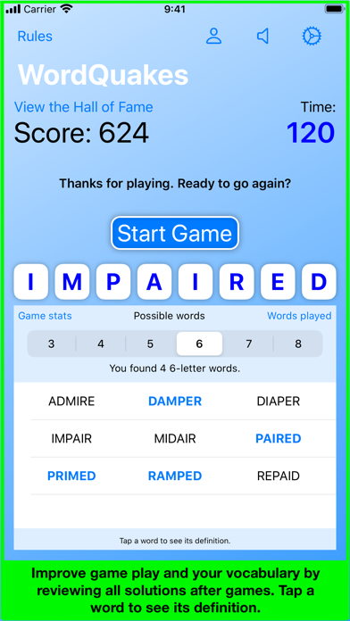 WordQuakes Screenshot