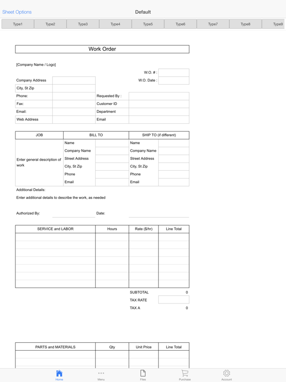 Work Order iPad screenshot