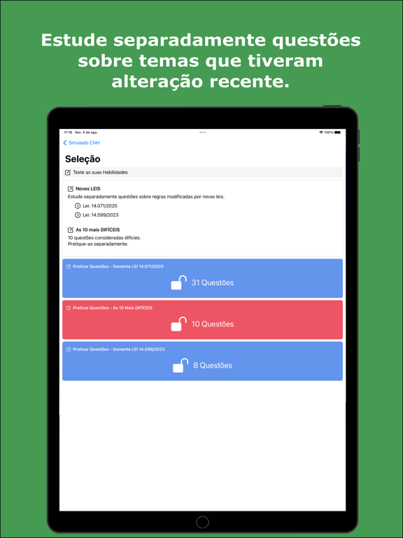 Simulado Provas CNH iPad screenshot 9 - Education app