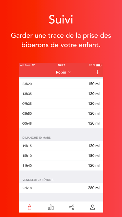Screenshot #1 pour Bib+ Biberon & Allaitement