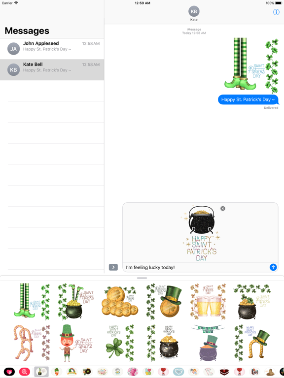 Glittering St. Patrick's Day iPad screenshot 2 - Stickers app