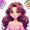 Princess coloring book game icon