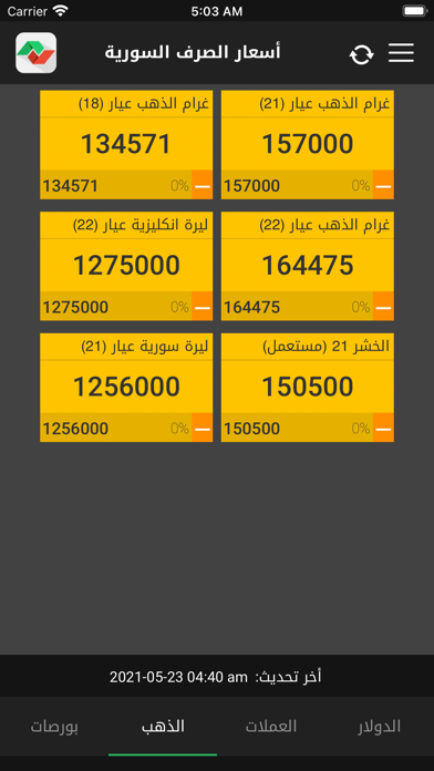 Syrian Exchange Prices Screenshot