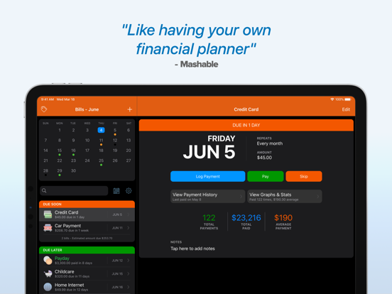 Chronicle - Bill Organizer iPad app afbeelding 2