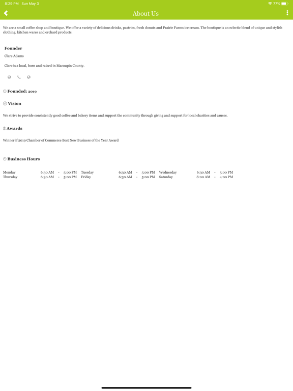 Hawthorn Tree Coffee iPad screenshot 1 - Business app