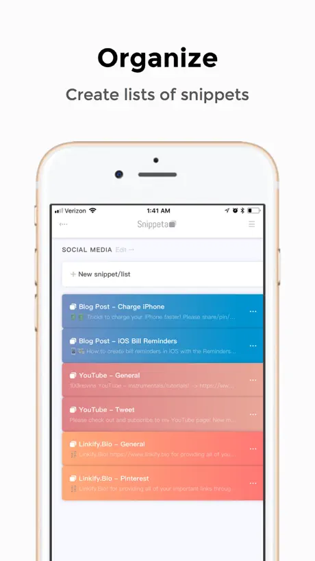Snippeta - copy, manage, paste