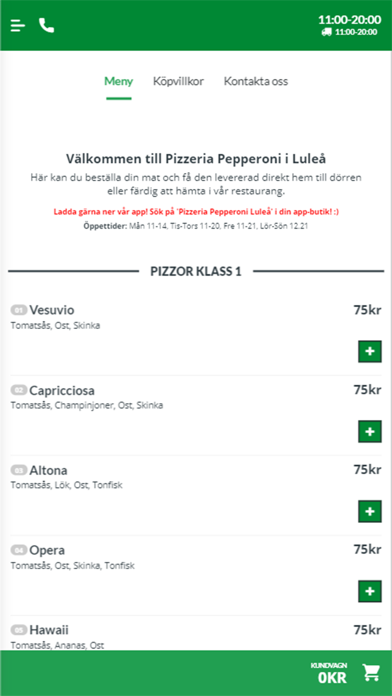 Screenshot #1 pour Pizzeria Pepperoni Luleå