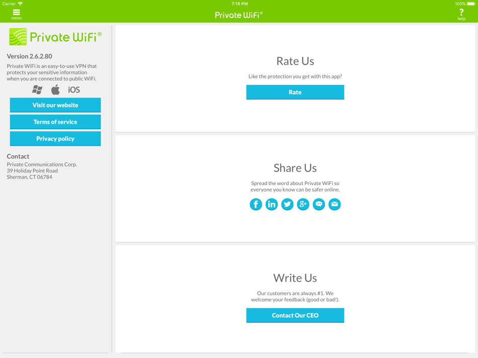 #5. PRIVATE WiFi - personal VPN (iOS) 来自: Private Communications Corp.