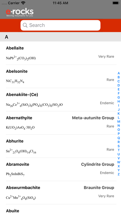 e-Rocks app screenshot