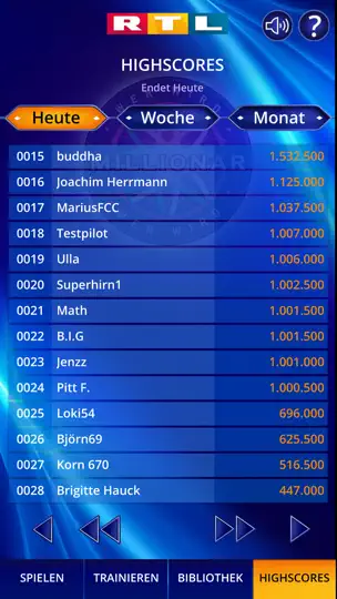 Screenshot von Wer Wird Millionär? Training auf dem iPhone 10