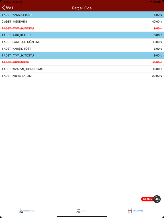 Cafeinn Adisyon iPad screenshot 5 - Food & Drink app