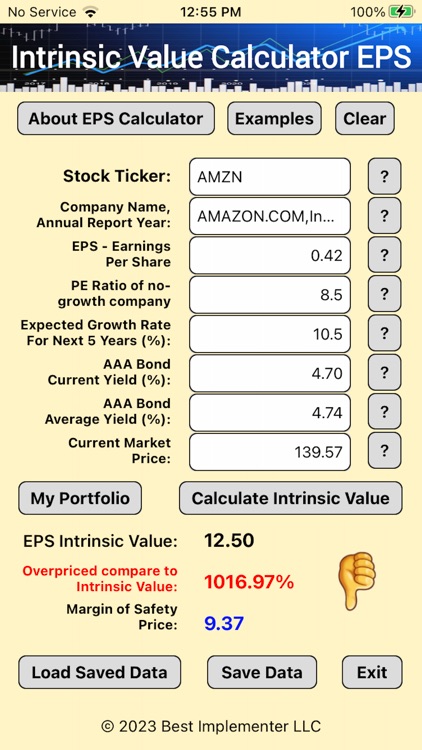 Intrinsic Value Calculator EPS