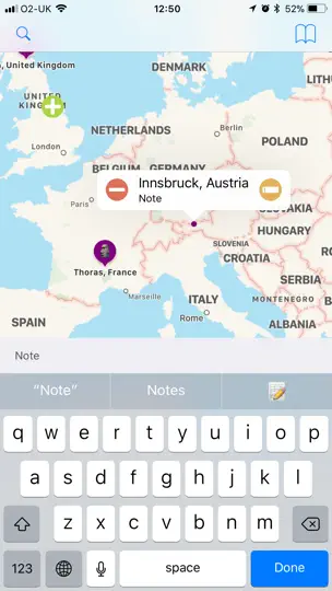 Скриншот GPSnote на iPhone 2