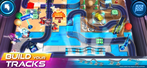 Race Craft - Kids Car Games - Discover how users can assemble diverse track segments and integrate interactive elements like "Light Juice" power-ups to design unique racing courses.
