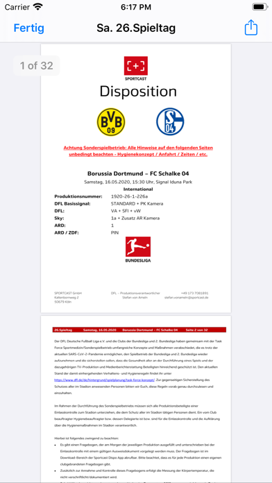 Sportcast - Dispo-App iPhone screenshot