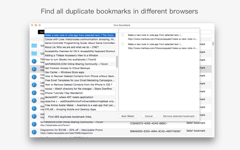 One Bookmark Screenshot