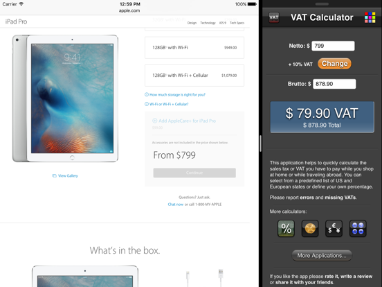 VAT Calculator iPad screenshot 4 - Shopping app