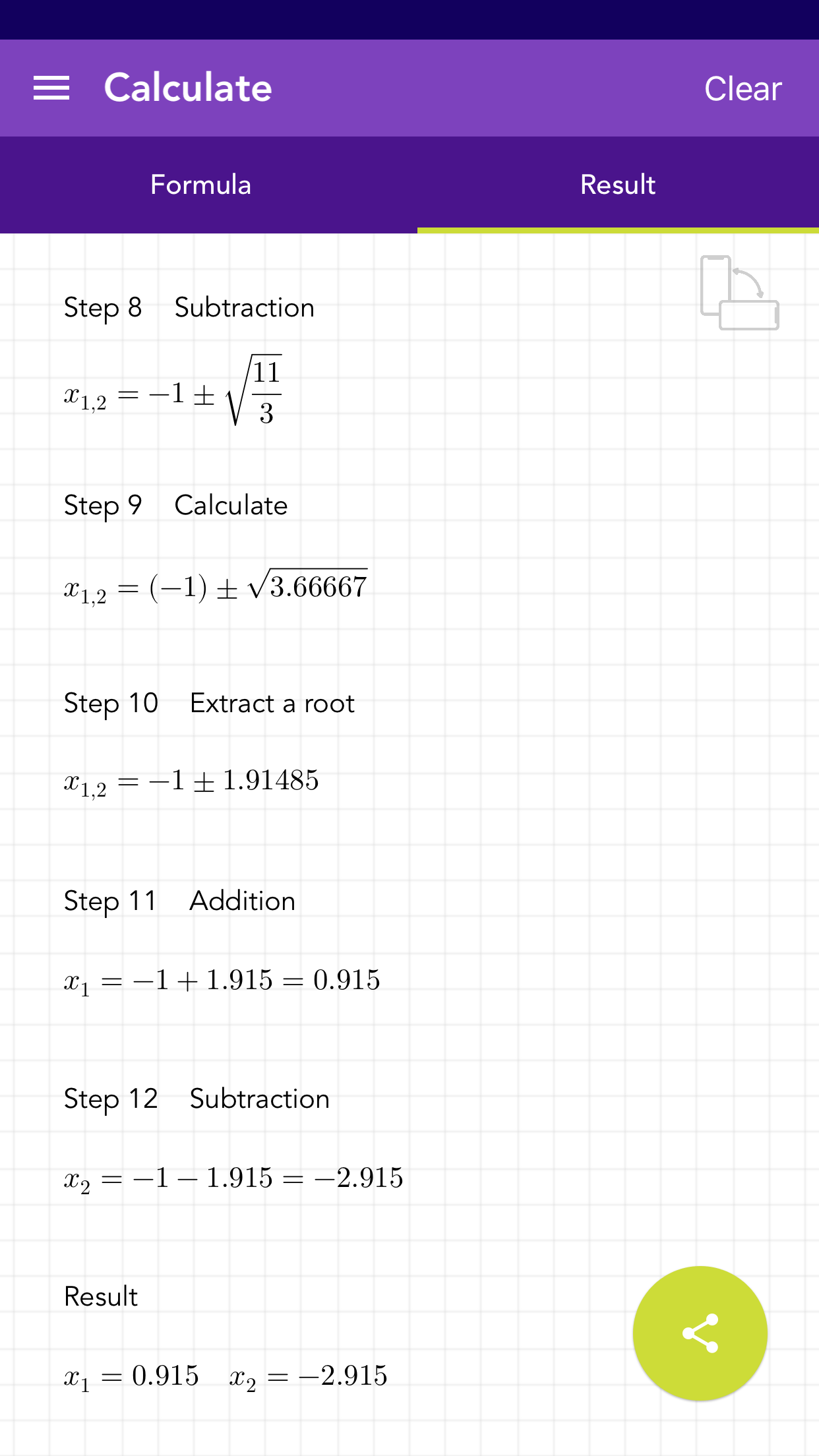 Quadratic Formula PQ