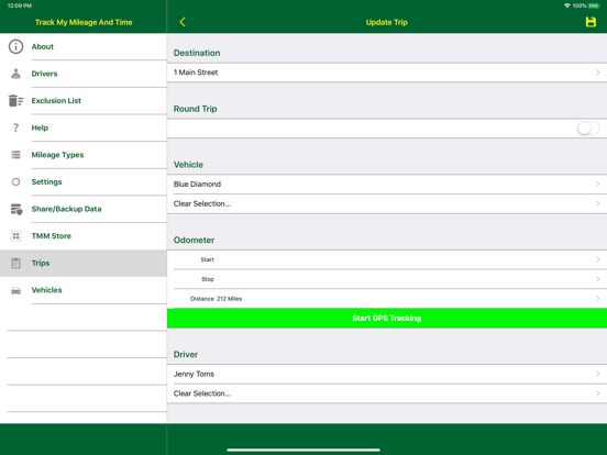 Track My Mileage And Time iPad screenshot 3 - Business app
