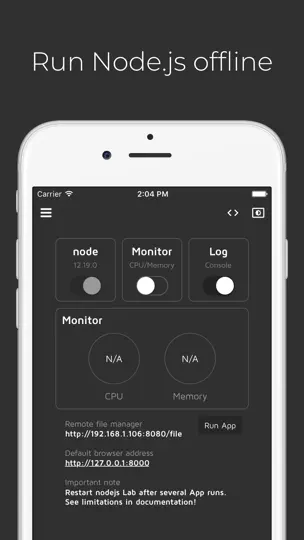 Captura de pantalla de Node.js Lab en iPhone 1