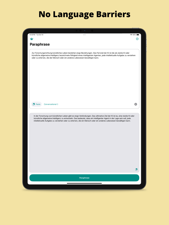 Paraphrase Tool - Rephraser iPad screenshot 4 - Productivity app