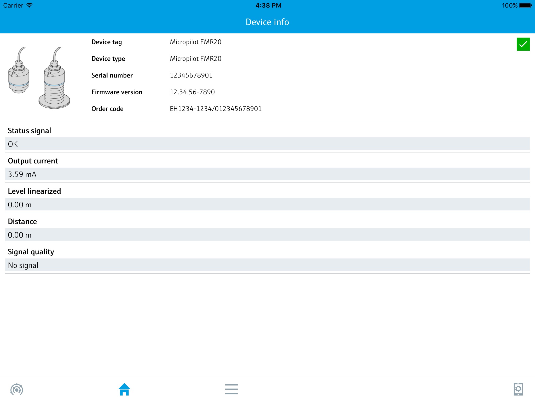 Endress+Hauser SmartBlue screenshot 2