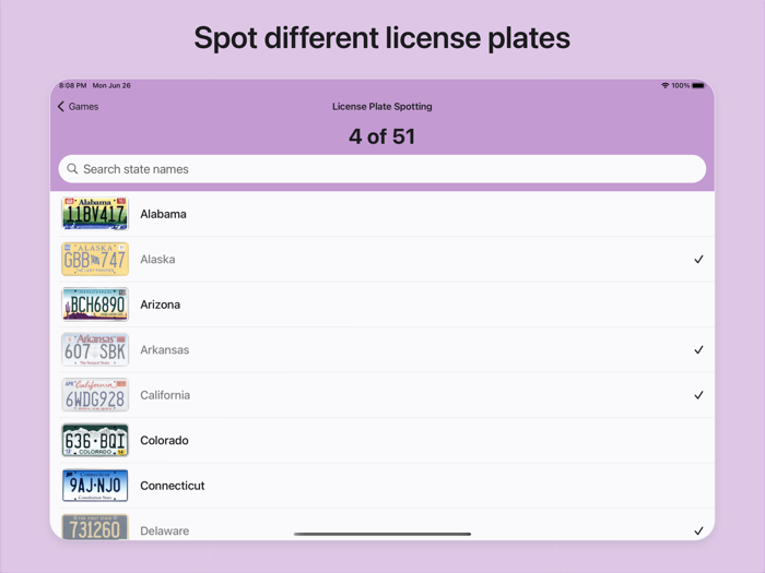 Road Trip State Trivia, Games