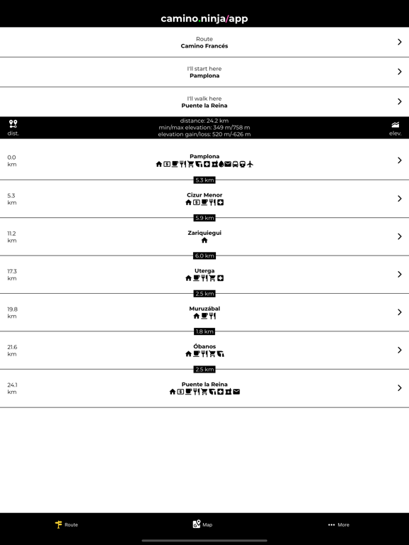 Camino Ninja App iPad screenshot 1 - Travel app