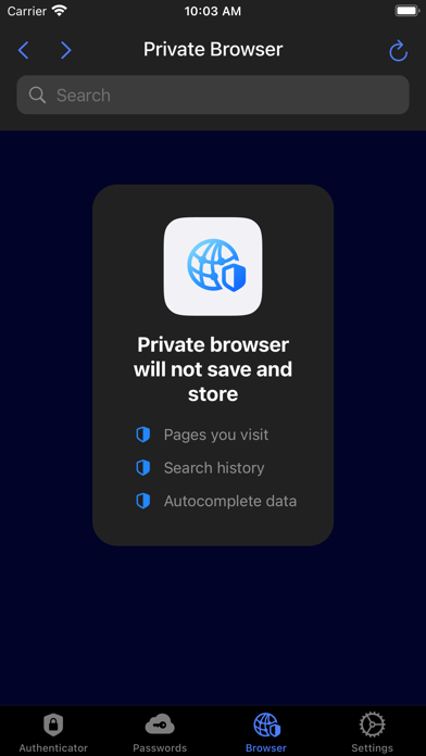 Authenticator App ¹ Screenshot