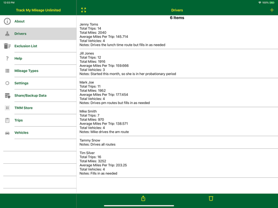 Track My Mileage Unlimited iPad screenshot 6 - Business app