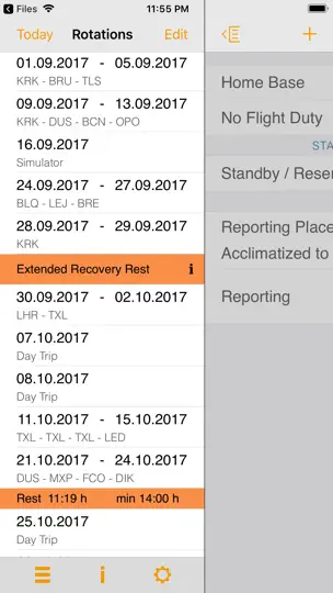 Screenshot von EASA FTL Calc auf dem iPhone 1