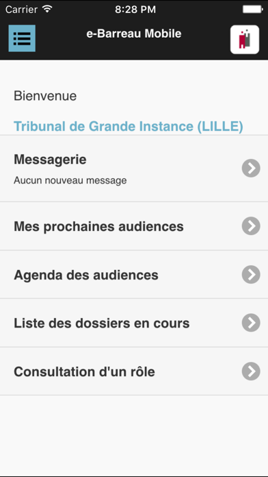 Screenshot #1 pour e-Barreau Mobile