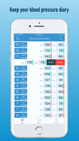 BP diary (self-monitoring) screenshot