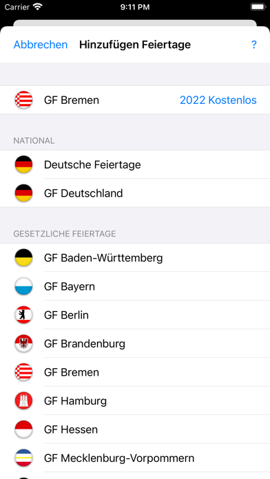 Feiertage und Schulferien DE Screenshot