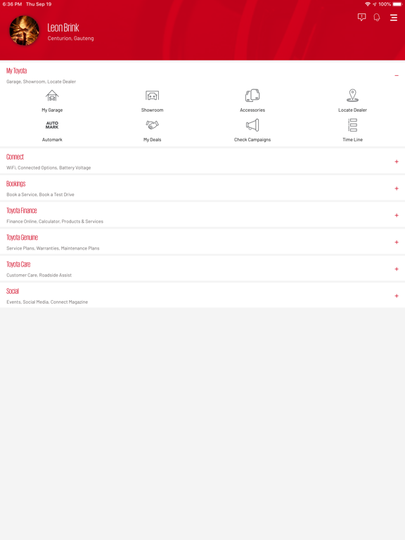 MyToyota iPad screenshot 1
